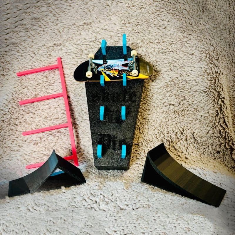 4-in-1 Fingerboard Display Stand — Holds 4 Decks with Storage — Fingerboard Lab