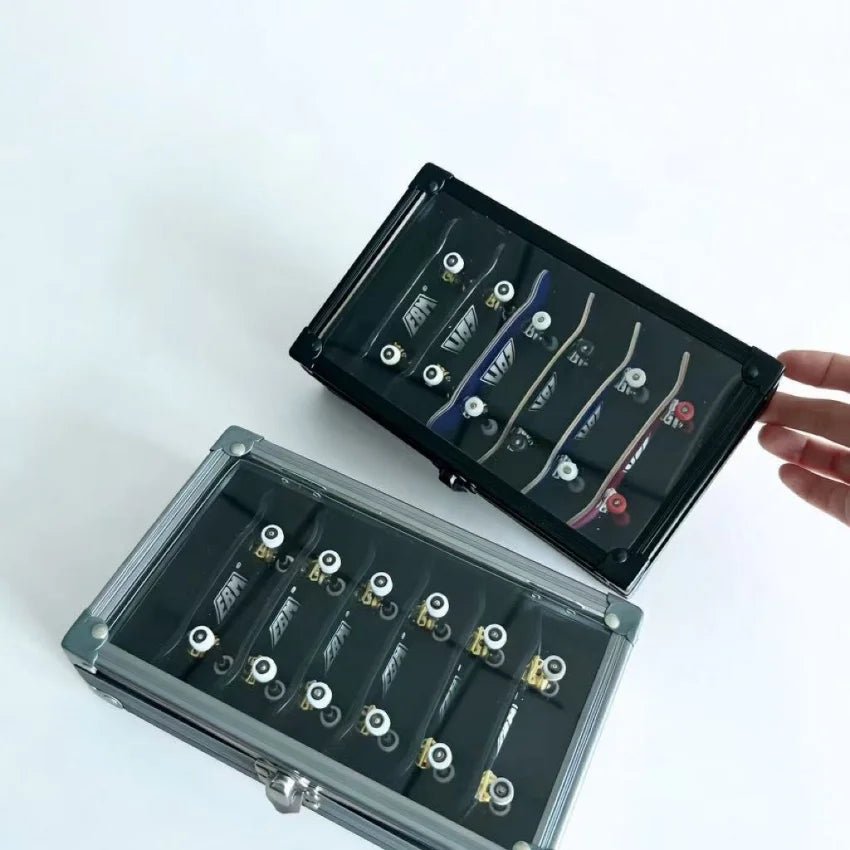 Professional Fingerboard Box Portable Aluminum & Acrylic Finger Skateboard Storage Case Holds 6 Fingerboards Compact & Durable - Concave Craft